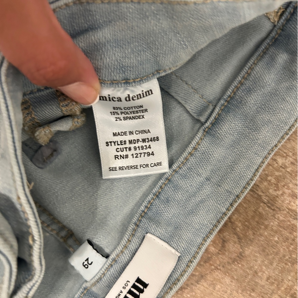 Mica Denim Wide Crop Jeans‎ Super High Rise Light Wash Pockets Size 29 - Picture 5 of 9